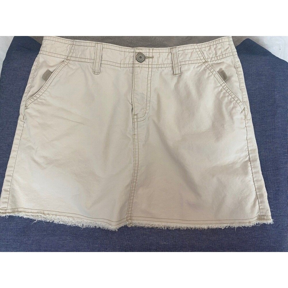 UNIONBAY Women's Beige Cotton Mini Skirt JB41721 Size 5 Frayed Hem